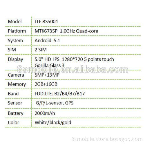LTE8S5001 5.0" super slim high end cheap mobile phone wholesale